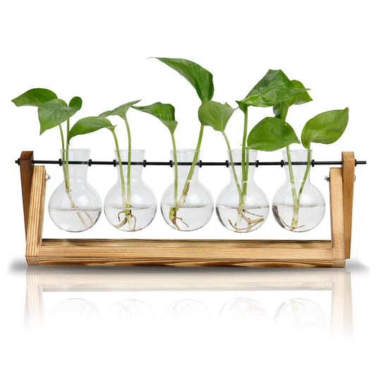 Propagation Station, Plant Propagation Station Decoration Maison Garden Decor, Indoor Home Office Desk Decor Plant Holder Flower Pot Gifts for Women Mom Best Friend Birthday Gifts - 5 Bulb Vase