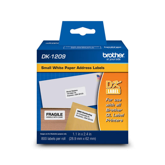 Brother DK-1209 Small Address Paper Label Roll - Retail Packaging White