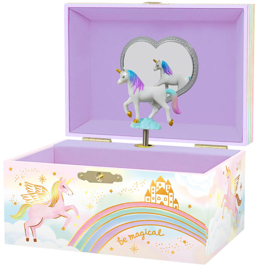 Musical Jewelry Box for Girls - Kids Music Box with Spinning Unicorn, Unicorn Birthday Gifts, Jewelry Box, 6 x 4.7 x 3.5 in - Ages 3-10