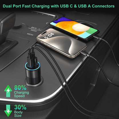 5-Pack Car Charger USB C Fast Charger, Bangfun 36W Dual Port 12V USB C Car Phone Charger QC&PD 3.0 Fast Charging Cigarette Lighter Adapter for iPhone 17 16 15 14 13 12 11 iPad,Samsung,Pixel,Android