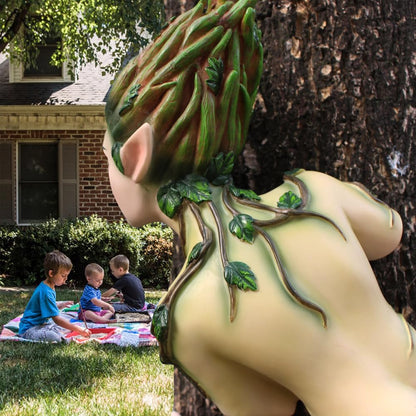 Meyas Outdoor Statues Garden Sculptures Decoration Fairy Tree Hugger Tree Face Fairy Sculpture Garden Peeker Courtyard Outdoor Decoration Fairy Garden Ornament Figurines Statues Art Yard Tree Hugger