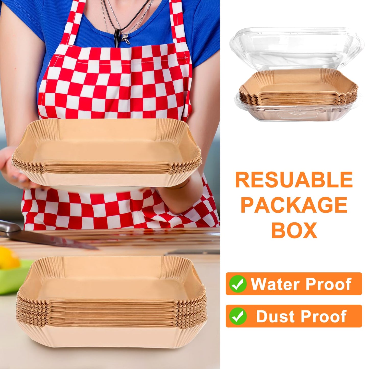 200PCS Air Fryer Liners for Ninja: Higher Non-Stick Disposable Parchment Paper Liner for Ninja DZ201/DZ401 Dual Airfryer Baking - Food Grade Ninja Air Fryer Accessories - Rectangle 8.6 x 5.5 inch
