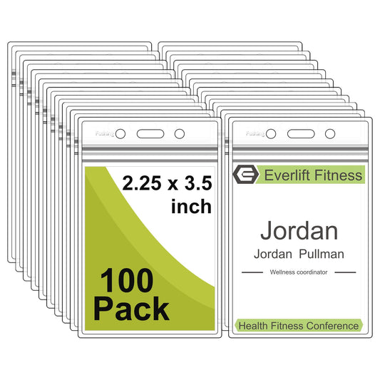 Fushing Pack of 100 Clear Plastic Vertical Badge Holders, Name Tag Holders, Card Holders (S)