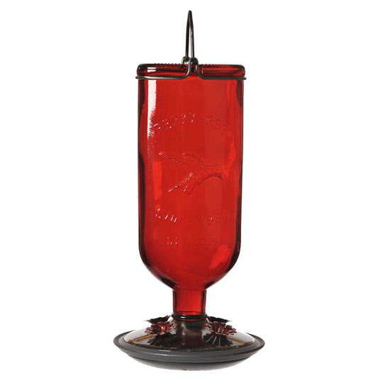 Perky-Pet 8109-2 Antique Glass Bottle Hummingbird Feeder-16 oz. Capacity, Red, beige ,(Pack of 1)