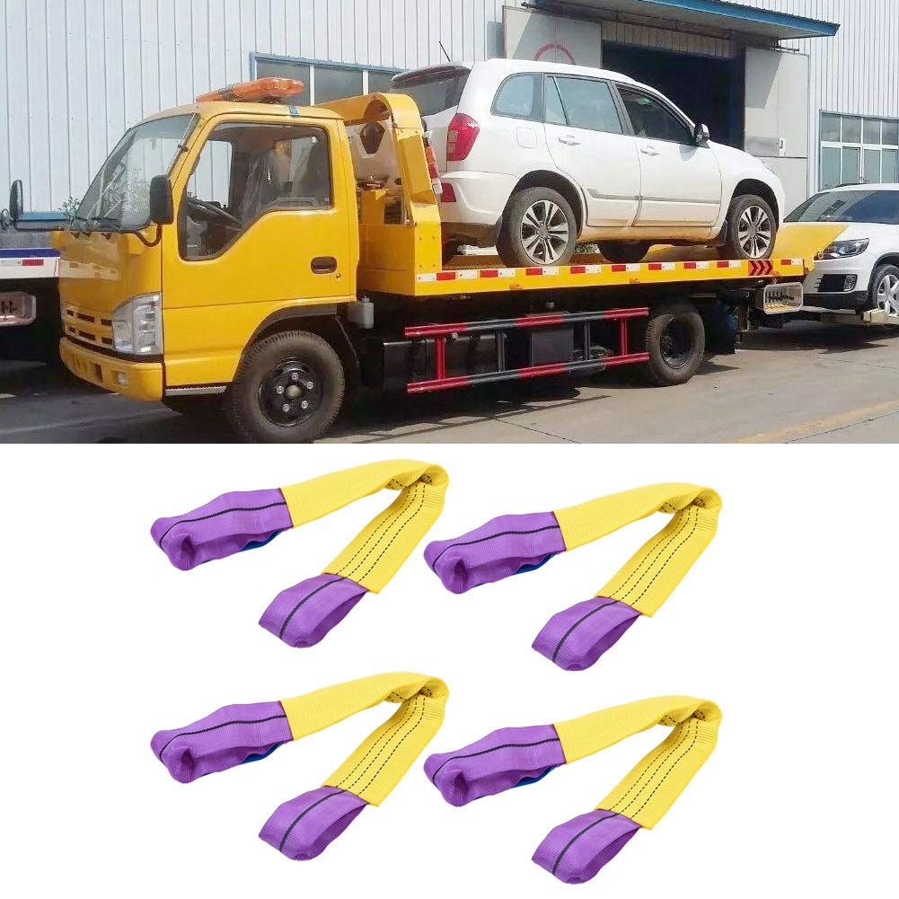 Tie Down Straps,4pcs Recovery Alloy Wheel Securing Link Straps Trailer Yellow/Purple