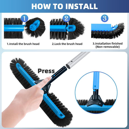 WXFANA 51cm Wide Pool Brush Head, Extra-Large Pool Brush Heavy Duty Pool Cleaning Brush with 12-Rows Bristles, Inground/Above Ground Pool Brushes with Curved Ends,Sturdy EZ Clip Handle (No Pole)