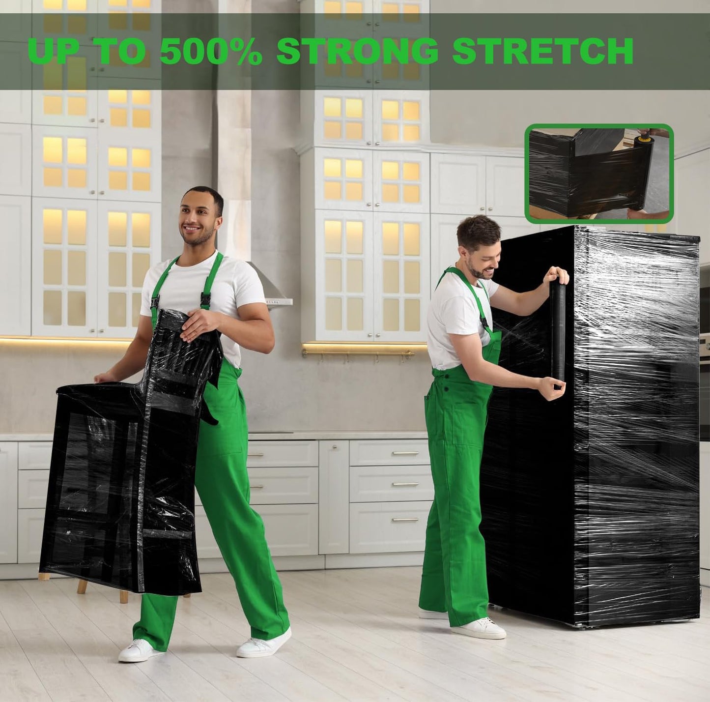 Black Stretch Wrap 15"x1000 Feet Stretch Film Shrink Wrap Packing Moving Suppliers for Shipping Moving Suppliers Packing Pallet Wrapping Surface Protection 60 Gauge (1 Roll)