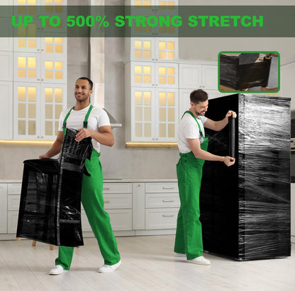 Black Stretch Wrap 15"x1000 Feet Stretch Film Shrink Wrap Packing Moving Suppliers for Shipping Moving Suppliers Packing Pallet Wrapping Surface Protection 60 Gauge (1 Roll)