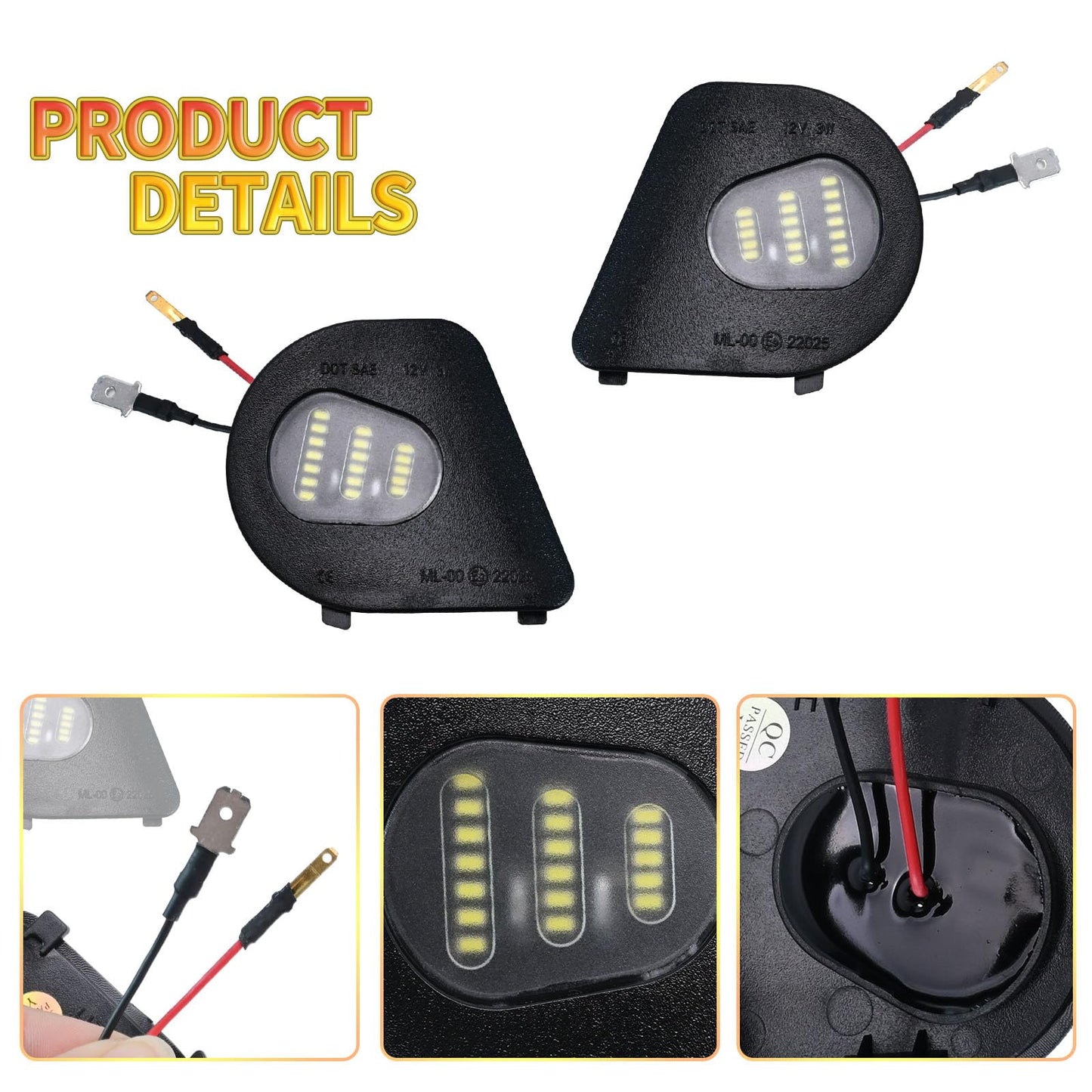 EATAKWARD 2Pcs LED Side Mirror Puddle Light Lamps Assembly Replacement for 2010-2019 Dodge Ram 1500 2500 3500 4500 5500 Pickup Trucks Towing Mirror Lights 6000K Driver and Passenger Side White