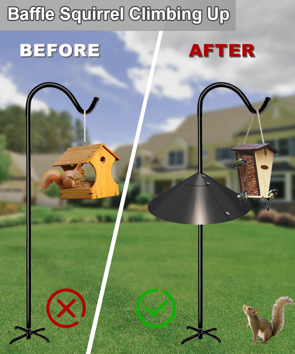 Garbuildman Metal Squirrel Baffle for Bird Feeder Pole, Outside Pole Mount Bird House Guard for Outdoor Shepherd’s Hook, 19 Inch, 1 Pack