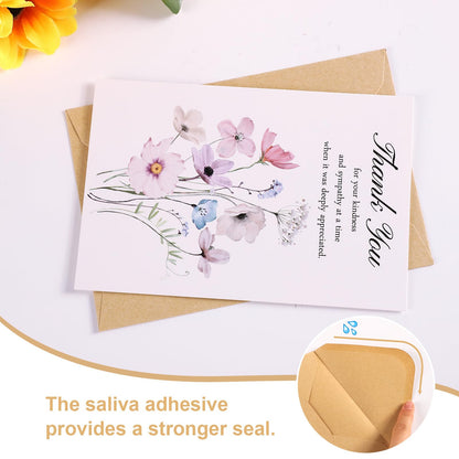C2U Funeral Thank You Cards with Envelopes 4"x6",Stickers & Message Inside - Wildflower Bereavement Sympathy Thank You Cards for Funeral Family Friends Loved Ones (50 Wildflower Cards)
