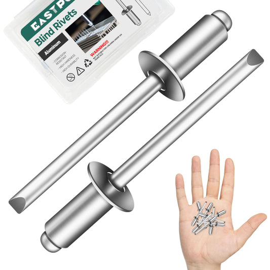 EASTPUK 250 Pcs 3/16" x 3/8" Aluminum Blind Pro Rivets, 5 x 10mm Pop Rivets, 3/16 Rivet Aluminum Grip and Steel Mandrel