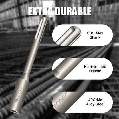 Vearter SDS MAX Shank T-Post Driver for 3/4'' Ground Rods, 40CrMo Steel Adapter Bits for All SDS-MAX Rotary Hammer Drill, Heavy Duty One-Piece Tool for Driving T-Posts, Fence Posts