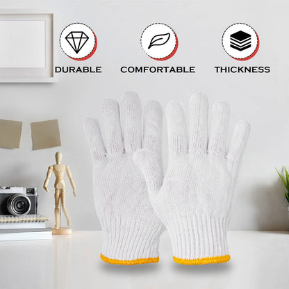 24 Pairs Work Gloves Garden Gloves Men Women White Cotton Safety Glove Liner for BBQ Cooking Industry Warehouse Construction