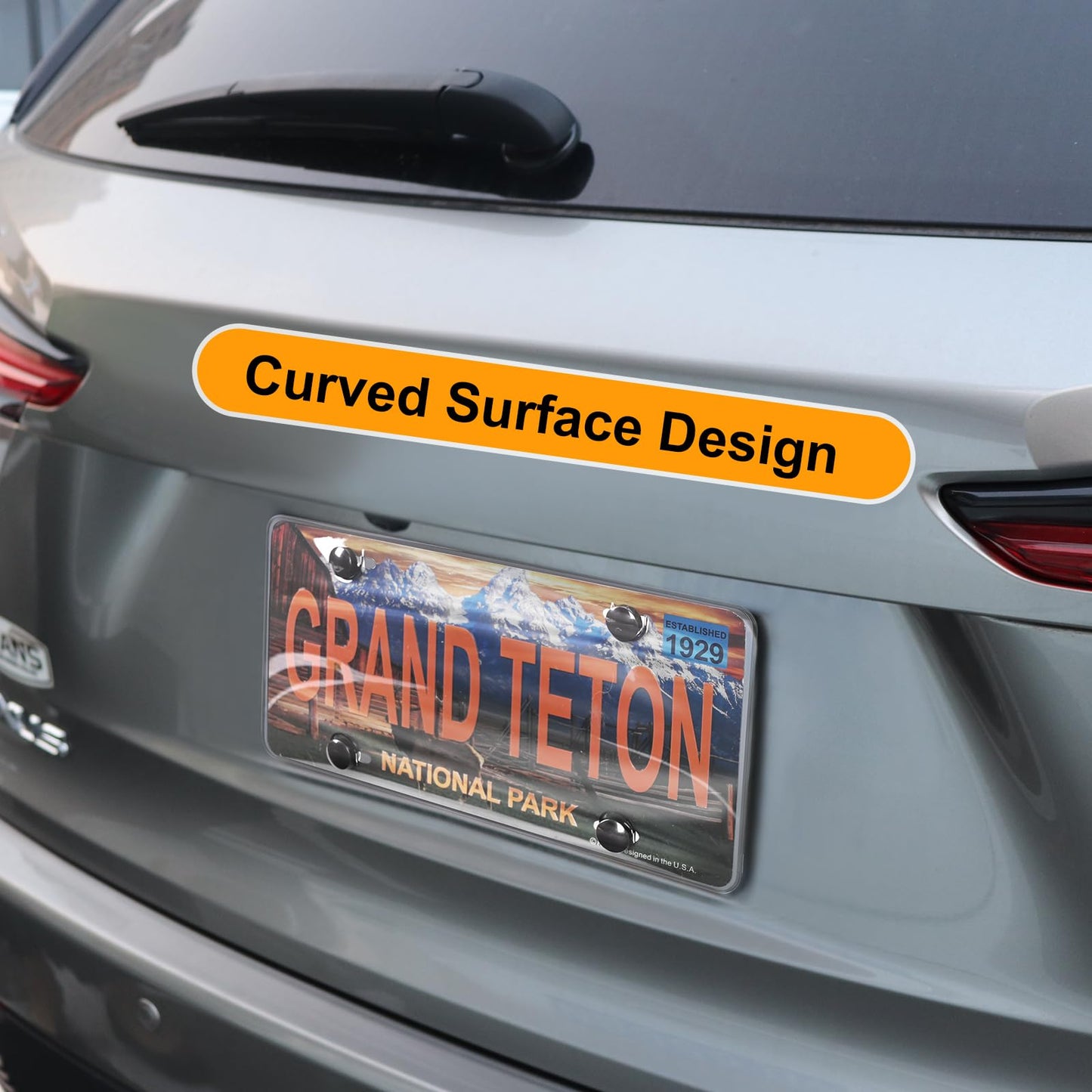 License Plate Frame Cover,Curved Surface Design,2pack- License Plate Protector.Fits Standard 6x12Inches License Plates,Protect Your Front & Back License Plate Frame (Gray)