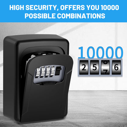 AMMIY Key Lock Box,Combination Lockbox Wall-Mounted Key Storage Box for Keys,Large Key Lock Box Resettable Combination Code Lockbox for Home, Office Realtors, Garage Spare Keys（BLACK)