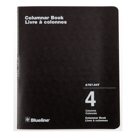 Blueline Columnar Book, Twin-Wire Binding, 4 Columns with Description, 80 Pages, 12-Inch x 10-Inch, Black (A767.04T)