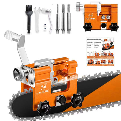OMCCHK Chainsaw Sharpener Jig Kit with 3 High Hardness Titanium Plated Diamond Bits, Universal Portable Chainsaw Sharpening Tool, Manual Chainsaw Accessories for 4-22" Chain Saw