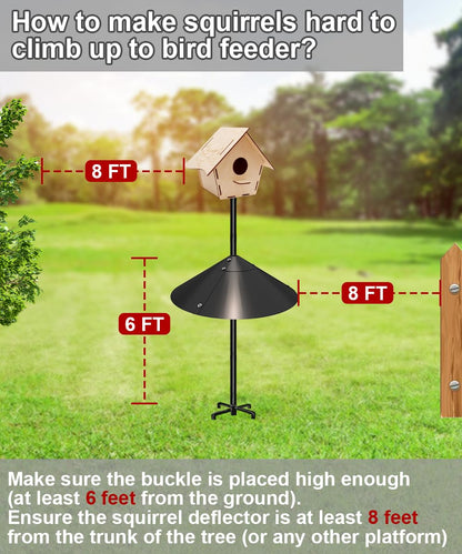 Garbuildman Metal Squirrel Baffle for Bird Feeder Pole, Outside Pole Mount Bird House Guard for Outdoor Shepherd’s Hook, 19 Inch, 1 Pack