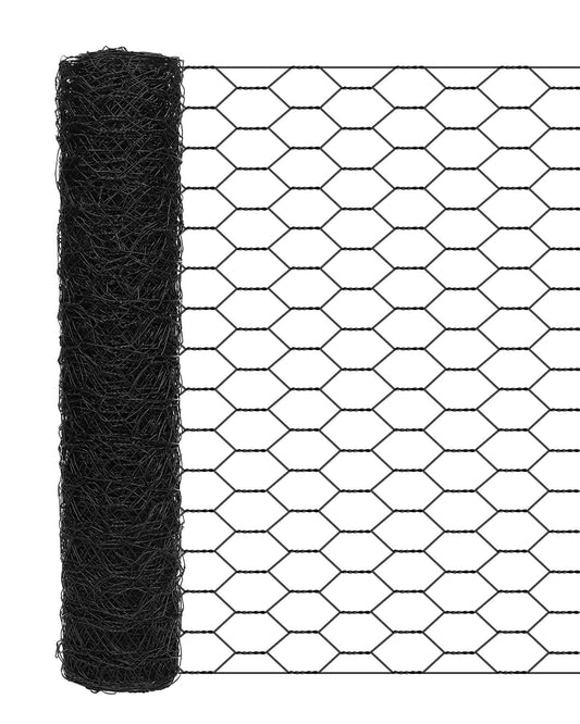 vensovo Black Chicken Wire Mesh - 16.5"×393" Garden Animal Barrier Fence, 1 inch Mesh Fence for Pet,Rabbit,Poultry