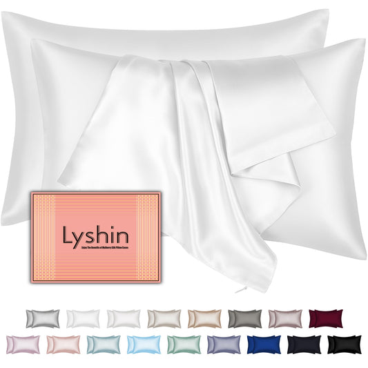 Mulberry Silk Pillow Cases 2 Pack Standard Size 20x26 Inches with Hidden Zipper, Ultra Smooth and Soft Breathable Cooling Silk Satin Pillowcase Set of 2, Better for Hair and Skin, Gifts for Women Men