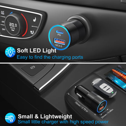 5-Pack Car Charger USB C Fast Charger, Bangfun 36W Dual Port 12V USB C Car Phone Charger QC&PD 3.0 Fast Charging Cigarette Lighter Adapter for iPhone 17 16 15 14 13 12 11 iPad,Samsung,Pixel,Android