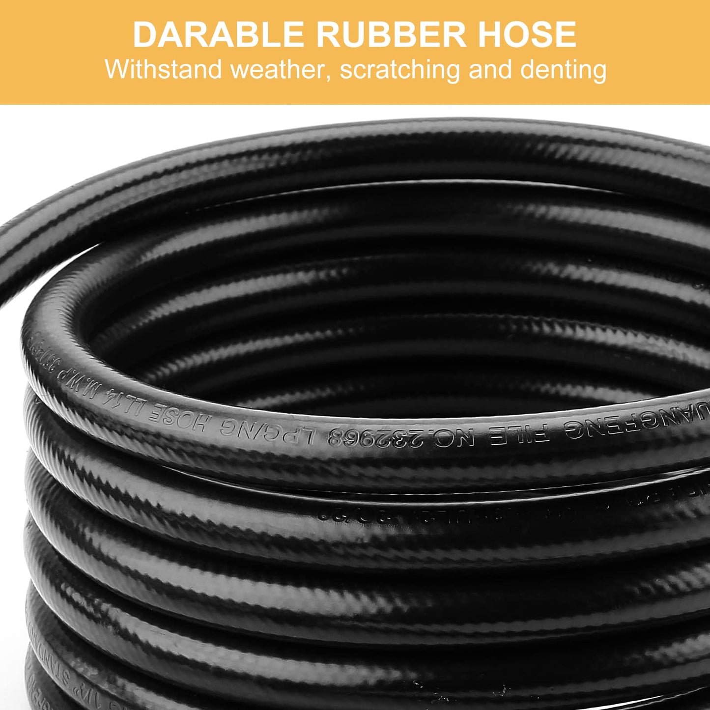 WADEO 12 FT Propane Extension Hose with Gauge and Leak Detector - Fits BBQ, RV, Gas Grill, Heater, Fire Pit and More - Acme to Male QCC/POL Fittings