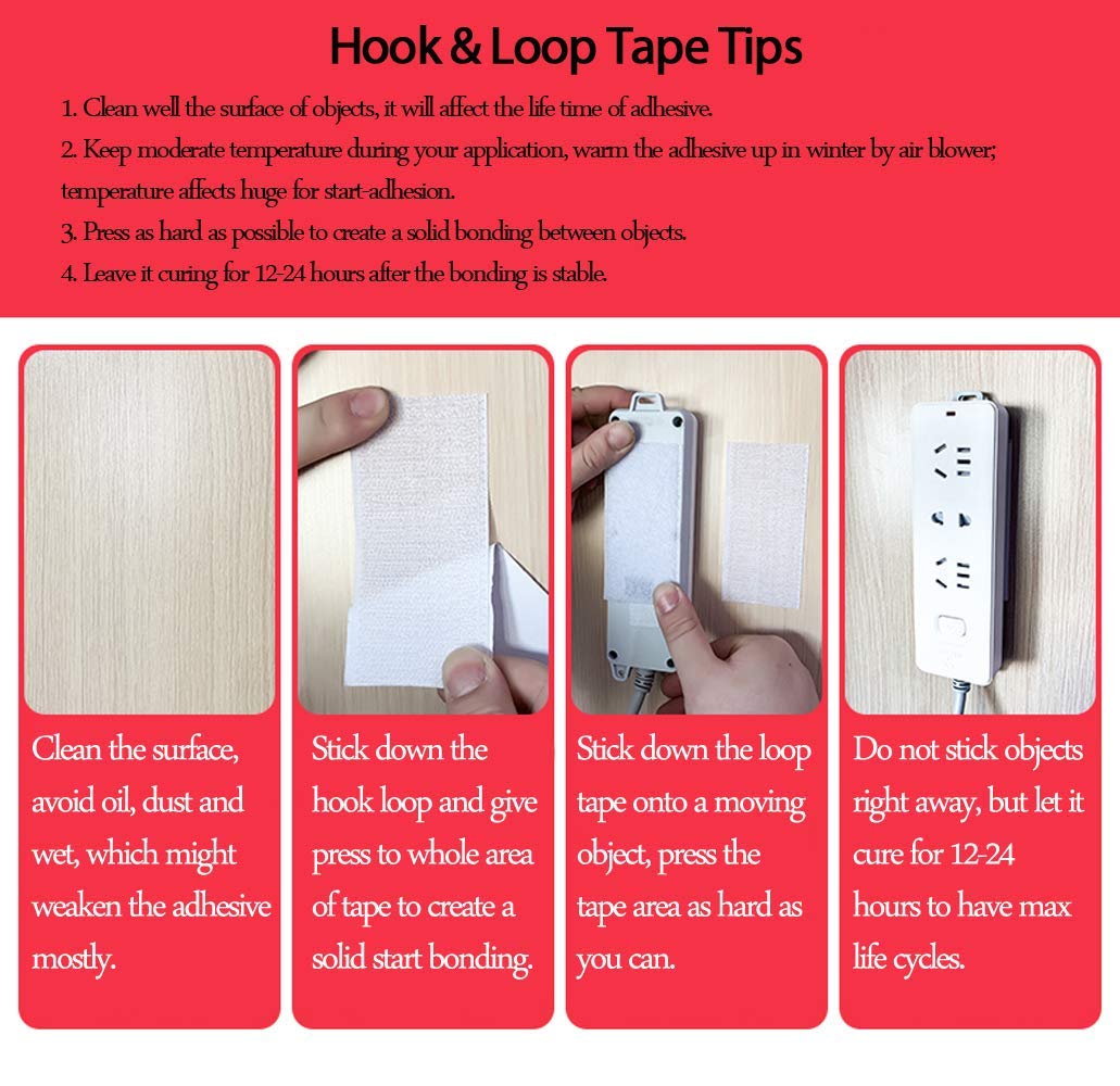 LLPT Hook and Loop Tape 2 Inch x 23 Feet Each Roll Heavy Duty Adhesive Industrial Strength Hook Loop Strip Mounting Tape Indoor and Outdoor Color Black (HTB230)