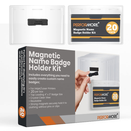 Officewerks 20 Pack Magnetic Badge Card Holder Kit, 4x3 Inch Horizontal ID Name Tag Holder for Conventions, School, Exhibitors, Events, Vaccine Card Holder Protector for CDC Immunization Record