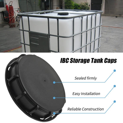 ZUDKSUY 2 Pcs Plastic IBC Storage Tank Caps, Black 6 Inch Leak-Proof Design IBC Tote Tank Cover with Gasket for Chemical Industrial Liquid Storage Tank