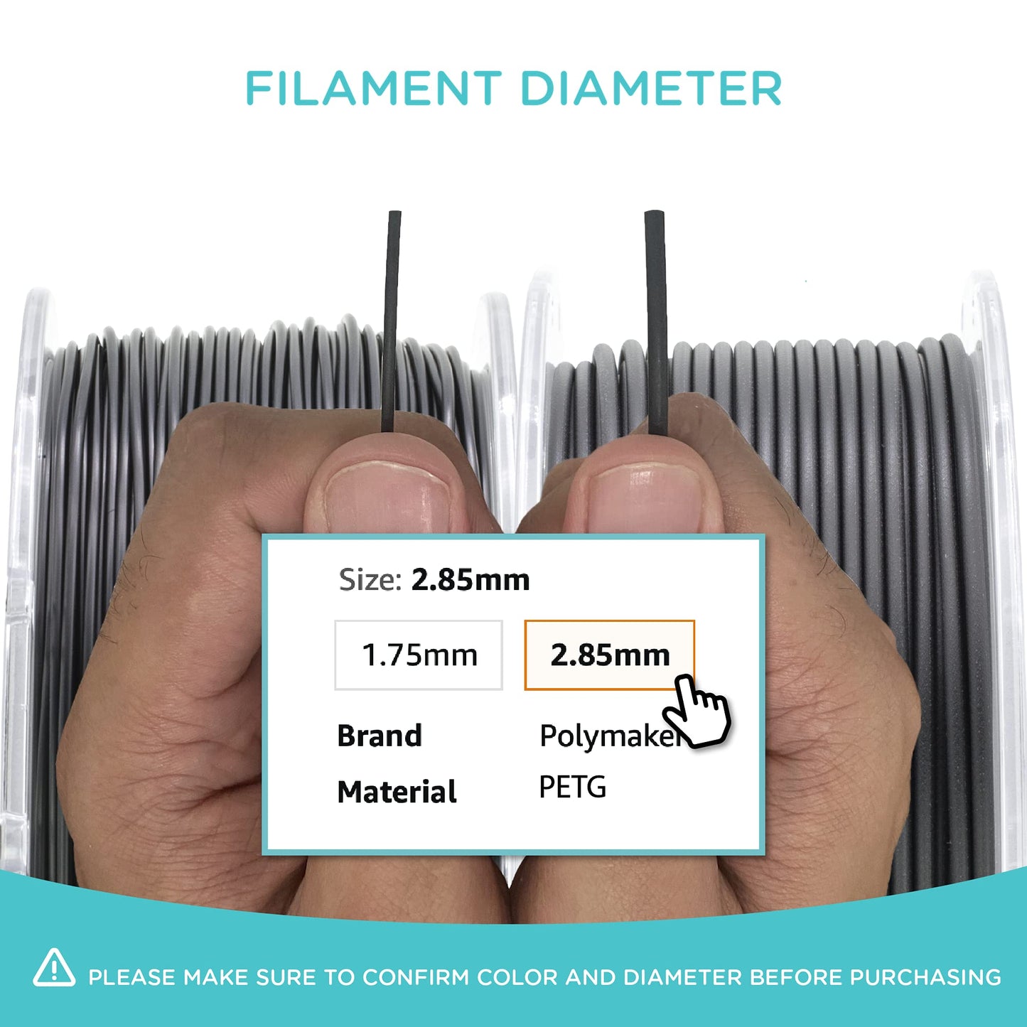 Polymaker PETG Filament 2.85mm 1kg Silver 3D Printer Filament, PolyLite PETG 3D Printing Filament 2.85mm, Dimensional Accuracy +/- 0.03mm, Print with Most 3D Printers