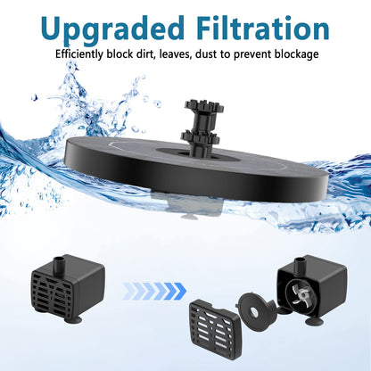 AMZtime Solar Fountain Pump 3.5W Bird Bath Fountain Solar Powered Water Fountain with 8 Nozzle & 4 Fixer, Solar Fountain Pump for Bird Bath, Garden, Pond, Pool (180mm)