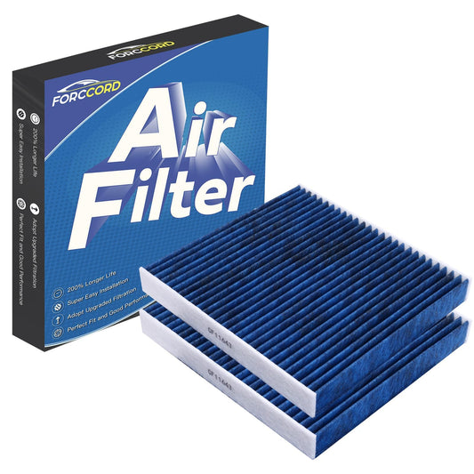 Forccord 2-PACK Cabin Air Filter Fits for A3(15-20), A3 Quattro/Golf SportWagen(15-19), Jetta (19-21), Tiguan Atlas Golf GTI Golf Alltrack Activated Carbon Cabin Filter ACF028(CF11643) Car Accessories