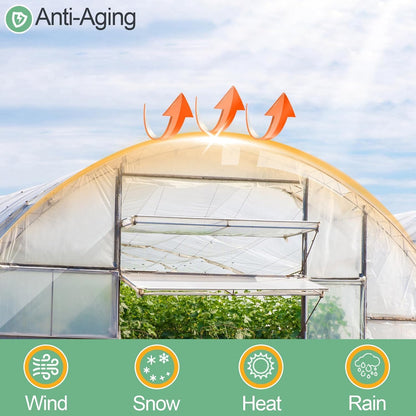 10 x 20 FT Clear Greenhouse Plastic Sheeting, 6 Mil Polyethylene Film Heavy Duty, Water Sun Frost Wind Dust Resistant Winter Hoop House Toughness Plastic Cover for Farming, Gardening, Agriculture,DIY