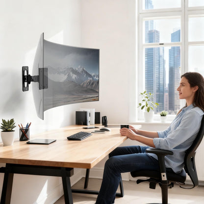 PUTORSEN Monitor Wall Mount for 17–49 Inch Ultrawide Screens,Heavy Duty Monitor arm up to 44 lbs with Swivel,Tilt & Rotation,VESA 75x75 & 100x100,Black
