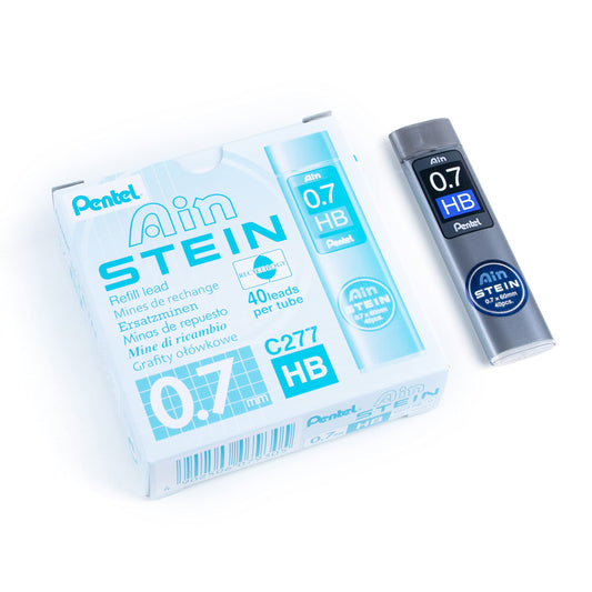 Pentel Ain Stein Lead Refill for Mechanical Pencils, HB Grade, Standard Lead for Everyday Use, 40 Leads per Tube, 0.7mm Medium Point, C277-HB, Box of 12