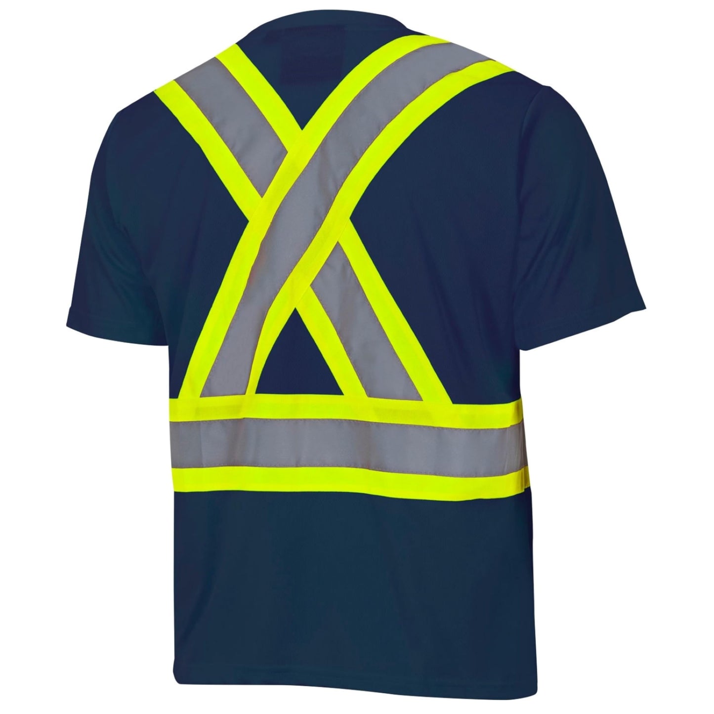 Pioneer Hi Vis Safety Shirt - Lightweight Moisture-Wicking Work T-Shirt With Reflective Tape - Class 1 - Navy Blue