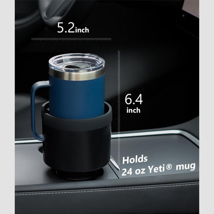 Car Cup Holder Expander Organizer with Adjustable Base, Compatible with Hydro Flasks 32/40 Ounce, Yeti Ramblers 20/26/30 Ounce, Other Bottles in 3.4"-3.8" (Black)