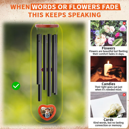 Memorial Wind Chimes Outdoor Personalized 32 Inch Sympathy Gifts Wind Chimes for Loss of a Loved One Bereavement Remembrance Keepsake with Photos for Condolences Loss of Father Mother Son Daughter