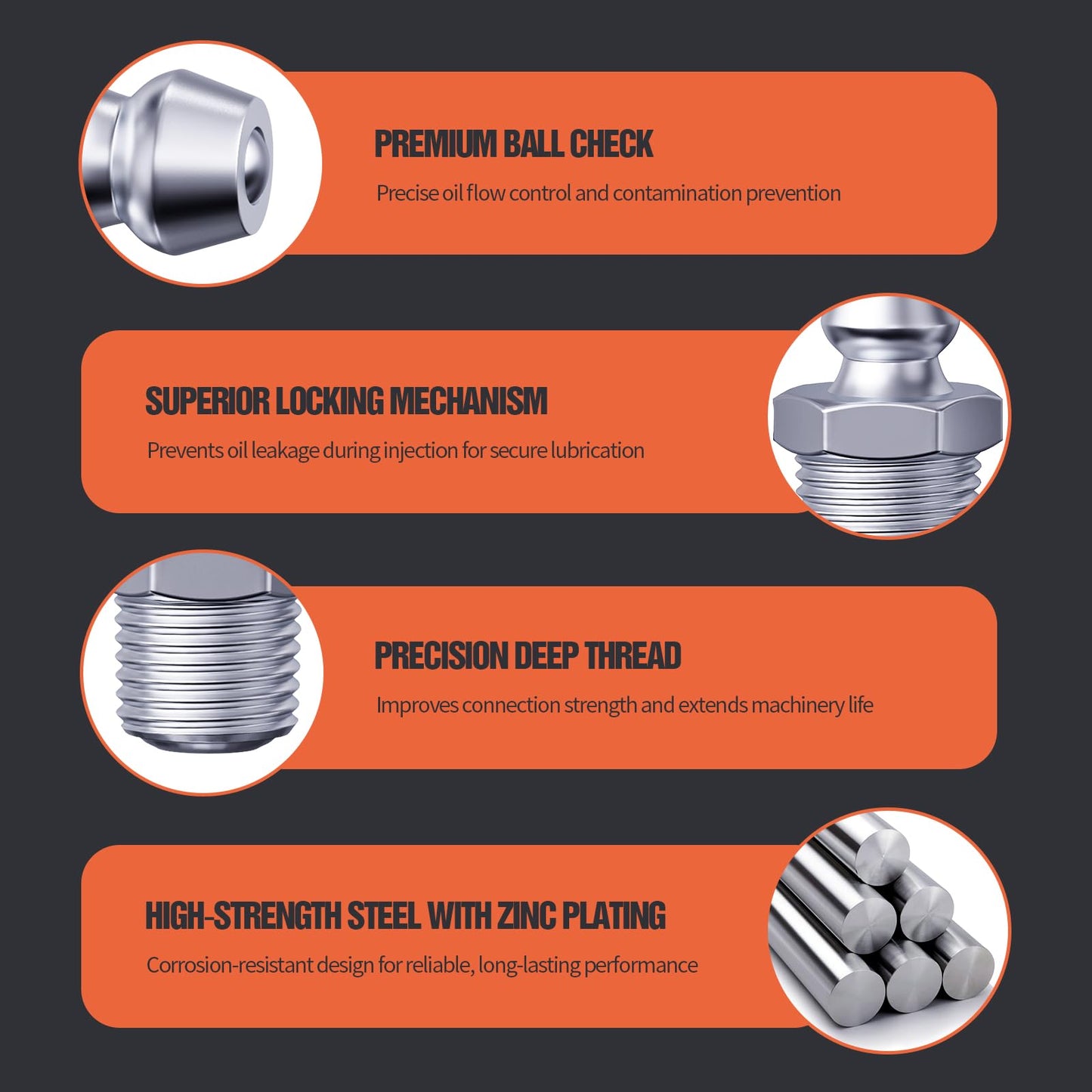 TRILINK SAE & Metric Zerk Grease Fittings Assortment Kit - 120pcs (1/4", 1/8", M6, M8, M10) Grease Nipples with Wrench | Straight, 45° & 90° Angles for Automotive, Agricultural & Industrial Machinery