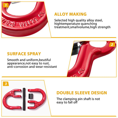 LZONEY 2-Pack Heavy-Duty Slip Hook Eye Sling – for Caravan, Camper Trailer Safety Chain Connection & Extension, Factory Lifting, and Harbor Hoisting (2000 KG Working Load Limit)