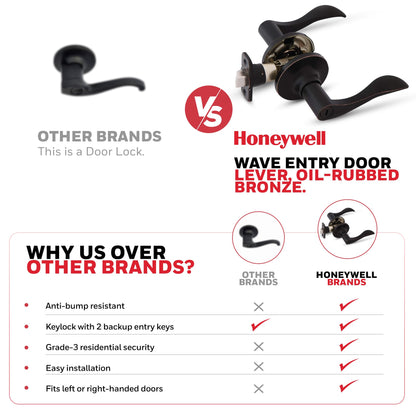 Honeywell 8106402 Wave Privacy Door Lever, Oil Rubbed Bronze