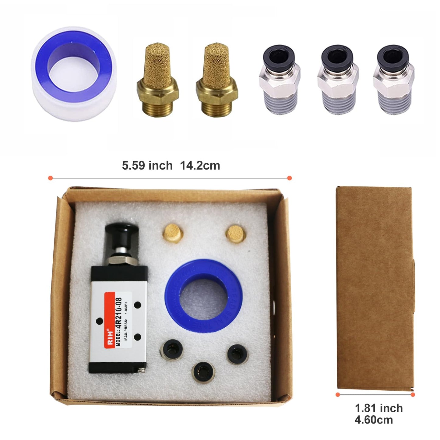 RIH 5 Way 2 Postion Air Valve Air Hand Lever Operated Valve Pneumatic Solenoid Valve Manual Control Push Pull Valves 4R210-08 (1/4" NPT)