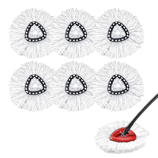 Spin Mop Head Refill, 6 Pack Mop Head Compatible with Vileda EasyWring Spin Mop, Microfiber Spin Replacement Head Spin Mop Refills for Floor Cleaning