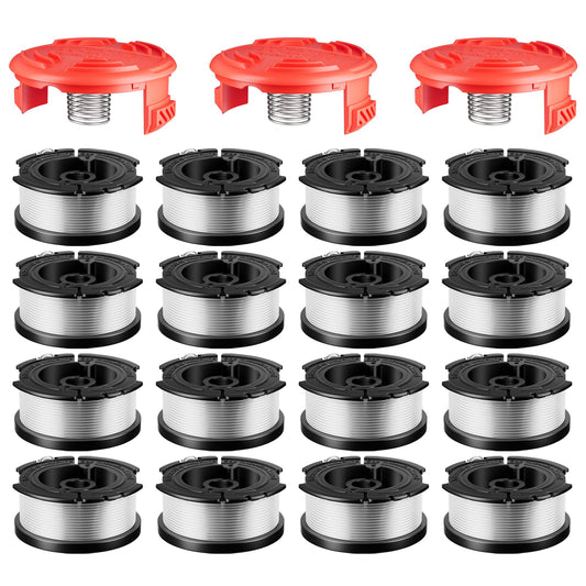 Chway 19 Pcs AF-100 Weed Eater Spools Compatible with Black and Decker String Trimmer, 0.065″ AFS Automatic Feed Replacement Spool, 16 Pcs Trimmer Spools(480ft Total), 3 Pcs RC-100-P Caps and Springs