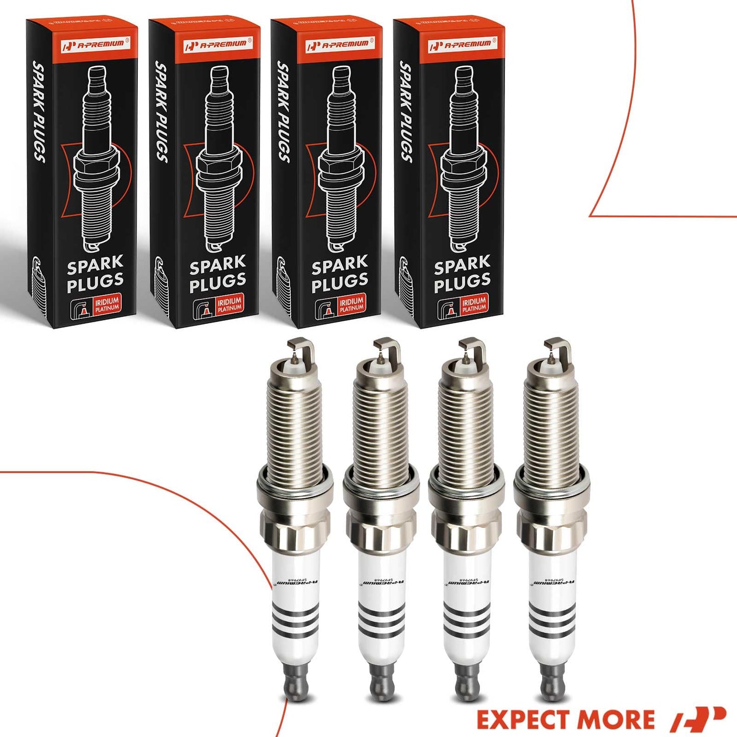 A-Premium Iridium Platinum Spark Plugs Compatible with Mini Cooper 2007-2015, Cooper Countryman 2011-2016, Cooper Paceman 2013-2016, Pack of 4