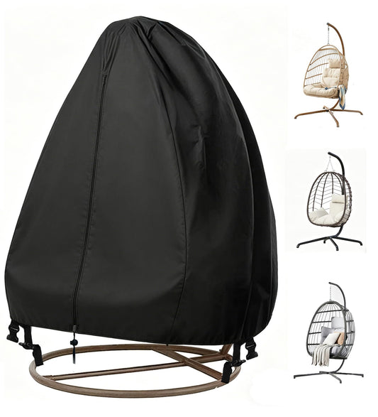 【Upgraded】 Patio Hanging Chair Covers with Zipper, Durable Large Wicker Egg Swing Chair Covers, Waterproof Heavy Duty Weather Resisatnt Outdoor Chair Cover, Windproof