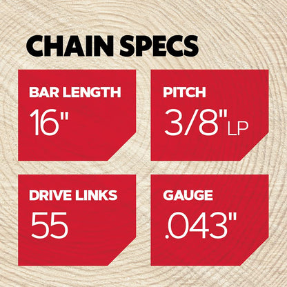 Oregon R55 AdvanceCut Chainsaw Chain for 16-Inch Bar; Fits Stihl MS 017, MS 170, MS 171, MS 180 C & More.043-Inch Gauge, 55 Drive Links