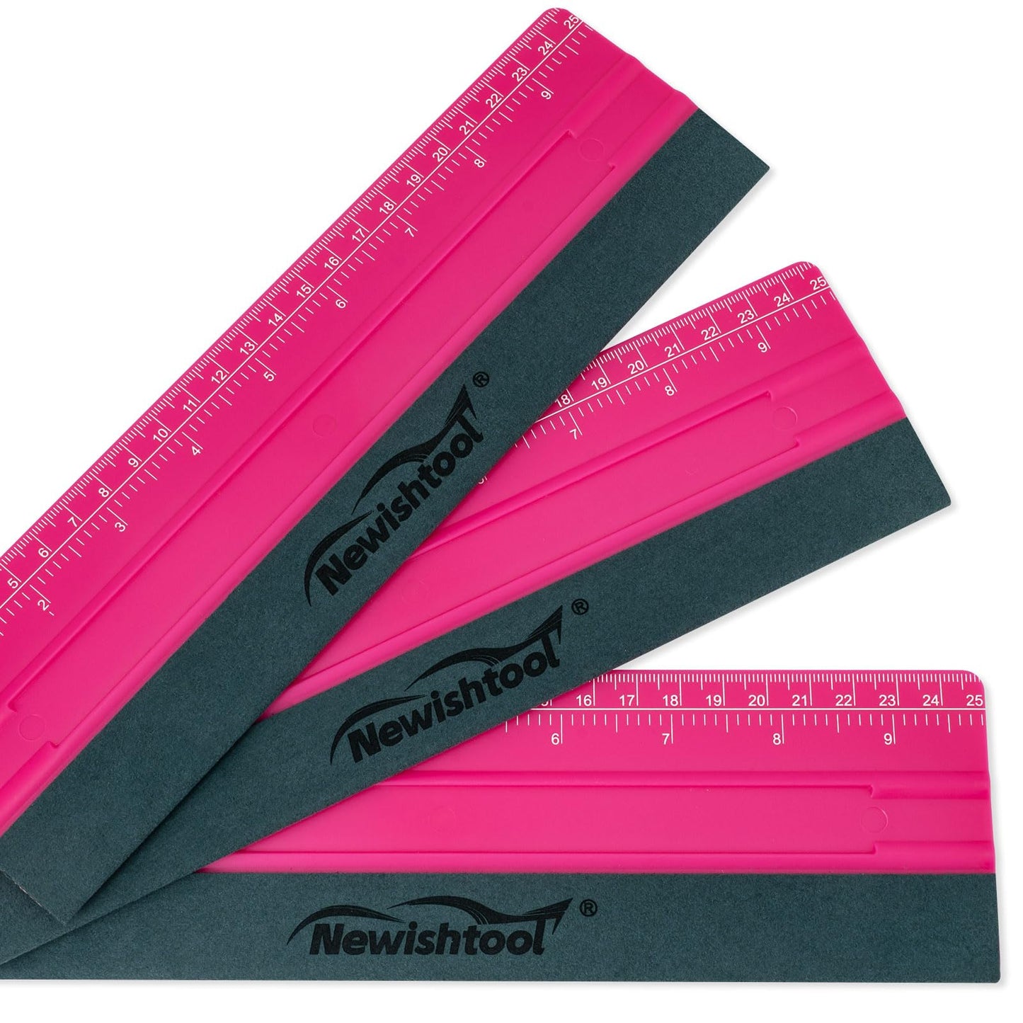 NEWISHTOOL Vinyl Wrap Squeegee for Vinyl, Big Size Wallpaper Smoothing Squeegee, 3 Pack 25CM Decals Squeegee with Ruler & Micro Suede Felt Edge for Sign Making Graphic Window Tint Film Application