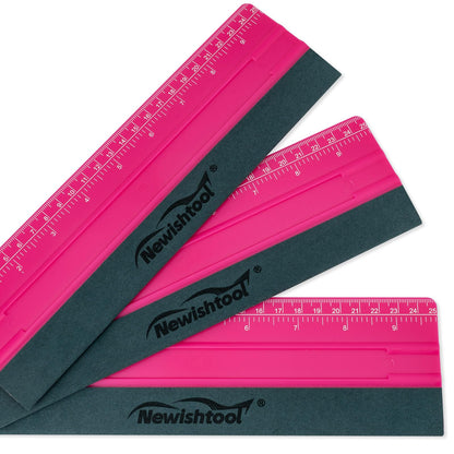 NEWISHTOOL Vinyl Wrap Squeegee for Vinyl, Big Size Wallpaper Smoothing Squeegee, 3 Pack 25CM Decals Squeegee with Ruler & Micro Suede Felt Edge for Sign Making Graphic Window Tint Film Application